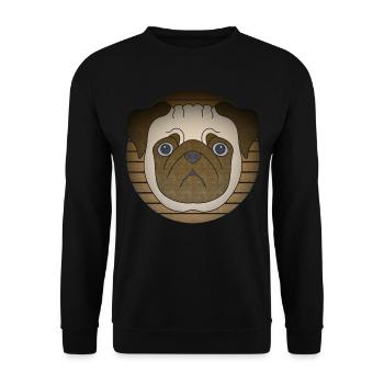 Hundekopf Motiv Tiermotiv mit Mops - Unisex Pullover - Schwarz - Vorne - Alina (178cm) & Michal (187cm)