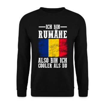Rumänien Rumäne Rumänisches - Unisex Pullover - Schwarz - Vorne - Alina (178cm) & Michal (187cm)