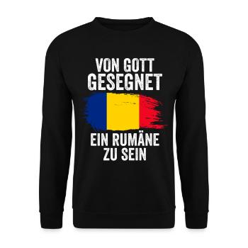 Rumänien Rumäne Rumänisches - Unisex Pullover - Schwarz - Vorne - Alina (178cm) & Michal (187cm)