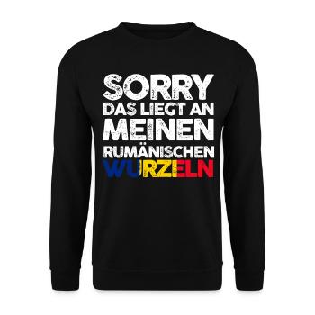 Rumänische Wurzeln Rumäne Rumänien - Unisex Pullover - Schwarz - Vorne - Alina (178cm) & Michal (187cm)