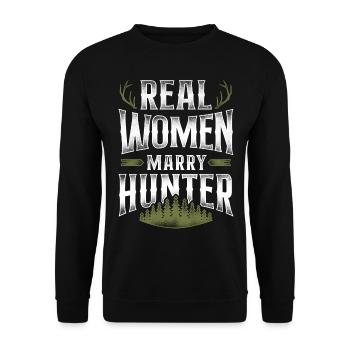 Buck Deer Hunting Hunter Marriage - Unisex Pullover - Schwarz - Vorne - Alina (178cm) & Michal (187cm)