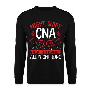 Infirmière auxiliaire de nuit Infirmière drôle AIIC - Sweat-shirt Unisexe - noir - Devant - Alina (178cm) & Michal (187cm)