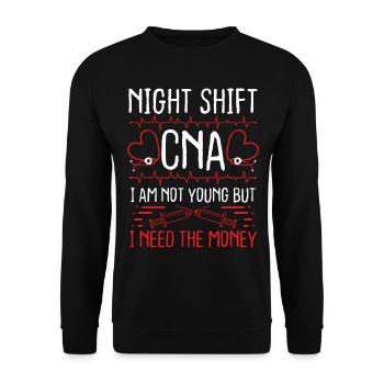 Nursing Assistant Night Shift CNA money Nurses - Unisex Sweatshirt - black - Front - Alina (178cm) & Michal (187cm)