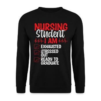 Nursing School Funny Nursing Student Graduate - Unisex Sweatshirt - black - Front - Alina (178cm) & Michal (187cm)