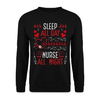 Infirmière de quart de nuit Drôle Infirmière infirmière de l’AIIC - Sweat-shirt Unisexe - noir - Devant - Alina (178cm) & Michal (187cm)