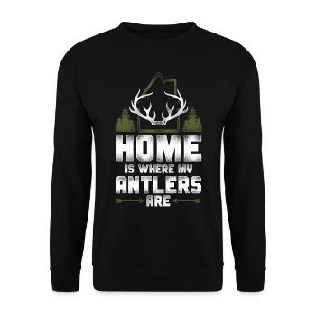 Buck Deer Hunting Hunter Vintage - Sweat-shirt Unisexe - noir - Devant - Alina (178cm) & Michal (187cm)