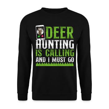 Buck Deer Hunting Hunter Téléphone - Sweat-shirt Unisexe - noir - Devant - Alina (178cm) & Michal (187cm)
