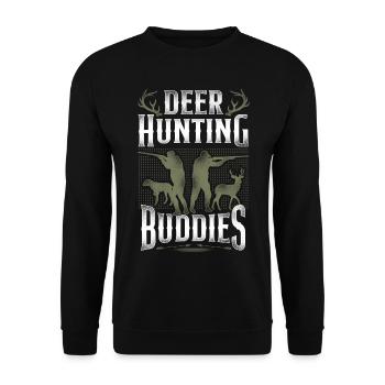 Buck Deer Hunting Hunter Vintage - Unisex Sweatshirt - black - Front - Alina (178cm) & Michal (187cm)