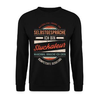 Stuckateur Arbeitskollege Kollege Geschenk Retro - Unisex Pullover - Schwarz - Vorne - Alina (178cm) & Michal (187cm)