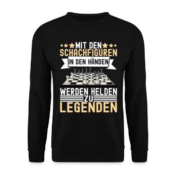 Schach Schachspieler - Unisex Pullover - Schwarz - Vorne - Alina (178cm) & Michal (187cm)