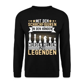 Schach Schachspieler - Unisex Pullover - Schwarz - Vorne - Alina (178cm) & Michal (187cm)