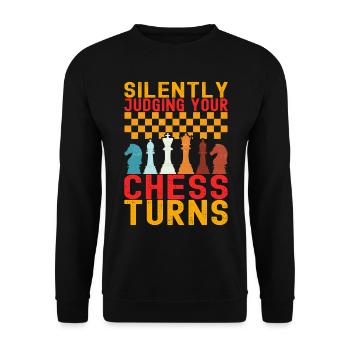 Schach Schachspieler - Unisex Pullover - Schwarz - Vorne - Alina (178cm) & Michal (187cm)