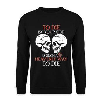 Romantic Gothic Skull Bones Skeleton Roses Death - Unisex Pullover - Schwarz - Vorne - Alina (178cm) & Michal (187cm)