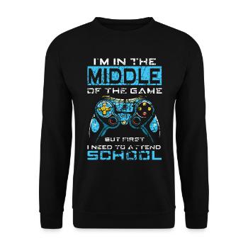 Kids Back to School Middle of the Game Attend - Unisex Sweatshirt - black - Front - Alina (178cm) & Michal (187cm)