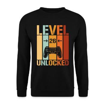 26. Geburtstag Level 26 unlocked - Unisex Pullover - Schwarz - Vorne - Alina (178cm) & Michal (187cm)