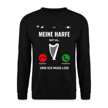 Harfenspieler Harfe Musik Saiteninstrument Idee - Unisex Pullover - Schwarz - Vorne - Alina (178cm) & Michal (187cm)