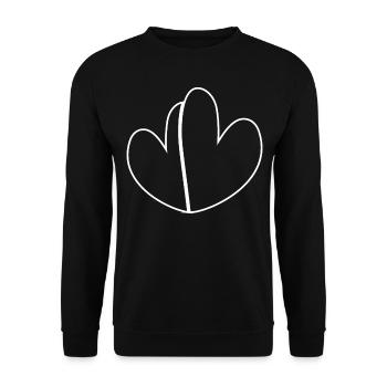 Double Cœur Simple Blanc - Sweat-shirt Unisexe - noir - Devant - Alina (178cm) & Michal (187cm)