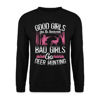 Cerf cerf chasse chasseur fille - Sweat-shirt Unisexe - noir - Devant - Alina (178cm) & Michal (187cm)