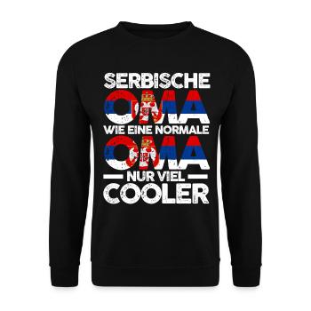 Serbin Serbische Oma Serbien - Unisex Pullover - Schwarz - Vorne - Alina (178cm) & Michal (187cm)