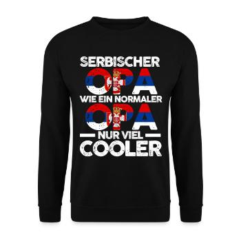 Serbischer Opa Serbe Serbien - Unisex Pullover - Schwarz - Vorne - Alina (178cm) & Michal (187cm)