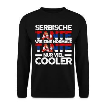 Serbin Tante Serbien - Unisex Pullover - Schwarz - Vorne - Alina (178cm) & Michal (187cm)