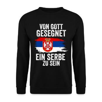 Serbien Serbe Serbisches - Unisex Pullover - Schwarz - Vorne - Alina (178cm) & Michal (187cm)