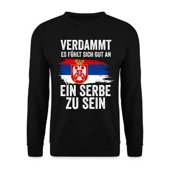 Serbien Serbe Serbisches - Unisex Pullover - Schwarz - Vorne - Alina (178cm) & Michal (187cm)