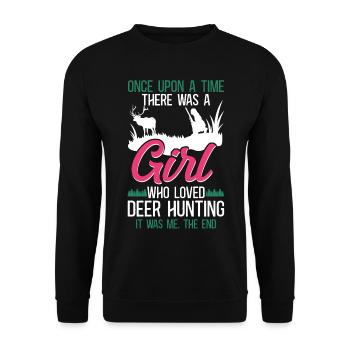 Buck Deer Chasse Hunter Girl - Sweat-shirt Unisexe - noir - Devant - Alina (178cm) & Michal (187cm)