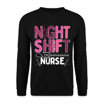 Nurse Appreciation Night Shift Nursing RN CNA - Unisex Sweatshirt - black - Front - Alina (178cm) & Michal (187cm)