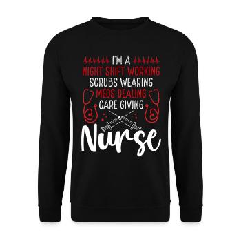 Nurse Night Shift Working Nursing RN CNA - Unisex Sweatshirt - black - Front - Alina (178cm) & Michal (187cm)