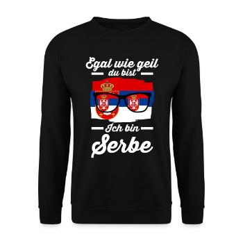 Serbe Serbisches Serbien - Unisex Pullover - Schwarz - Vorne - Alina (178cm) & Michal (187cm)