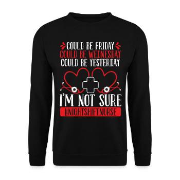 Night Shift Nurse RN CNA Nursing Essentials - Unisex Sweatshirt - black - Front - Alina (178cm) & Michal (187cm)