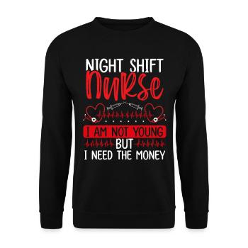 RN CNA Funny Night Shift Nurse Nursing - Unisex Sweatshirt - black - Front - Alina (178cm) & Michal (187cm)