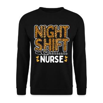 Nurse Night Shift Leopard Nursing Leo RN CNA - Unisex Sweatshirt - black - Front - Alina (178cm) & Michal (187cm)