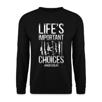 Buck Deer Hunting Hunter Vintage - Unisex Pullover - Schwarz - Vorne - Alina (178cm) & Michal (187cm)