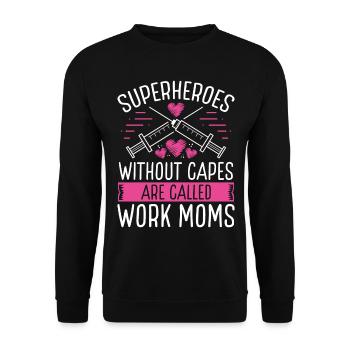 Work Mom Superhero Nurse Funny RN CNA - Unisex Sweatshirt - black - Front - Alina (178cm) & Michal (187cm)