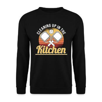 Pickleball Retro Liebe Dinking Pickleballspieler - Unisex Pullover - Schwarz - Vorne - Alina (178cm) & Michal (187cm)