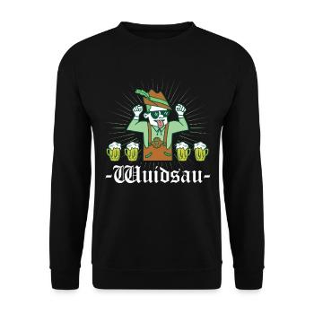 Wuidsau Wildsau - Unisex Pullover - Schwarz - Vorne - Alina (178cm) & Michal (187cm)
