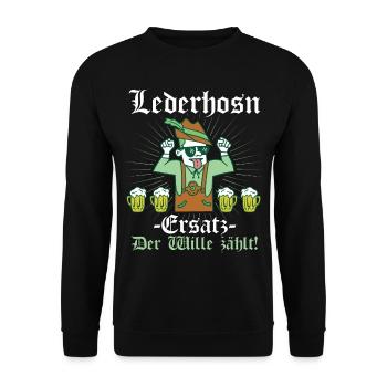 Lederhosn Ersatz Der Wille zählt - Unisex Pullover - Schwarz - Vorne - Alina (178cm) & Michal (187cm)