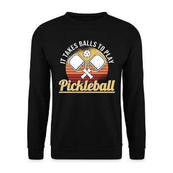 Pickleball Retro Liebe Dinking Pickleballspieler - Unisex Pullover - Schwarz - Vorne - Alina (178cm) & Michal (187cm)