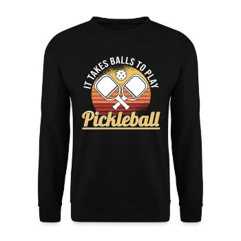 Pickleball Retro Liebe Dinking Pickleballspieler - Unisex Pullover - Schwarz - Vorne - Alina (178cm) & Michal (187cm)