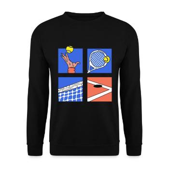 Cool Tennis Designs Tennis Game Cartoon Tournament - Unisex Sweatshirt - black - Front - Alina (178cm) & Michal (187cm)