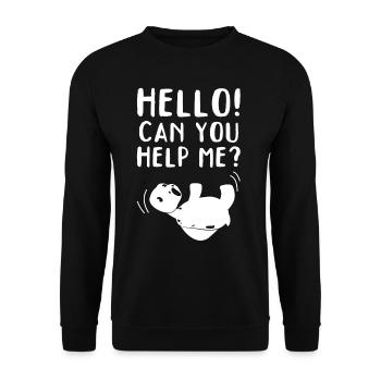 Turtle Funny Hallo! Kannst du mir helfen? Lustige - Unisex Pullover - Schwarz - Vorne - Alina (178cm) & Michal (187cm)