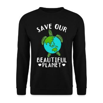 Save the turtles Save our beautiful - Unisex Sweatshirt - black - Front - Alina (178cm) & Michal (187cm)