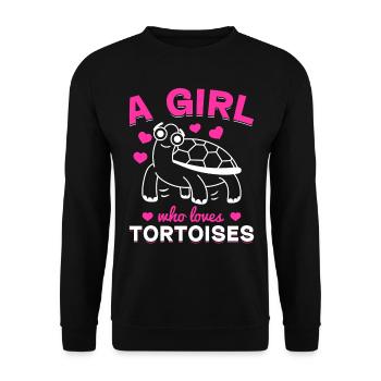 Land Tortoise Turtle Lover Girl - A girl who - Unisex Sweatshirt - black - Front - Alina (178cm) & Michal (187cm)