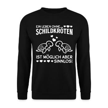 Ein Leben ohne Schildkröten ist möglich - - Unisex Pullover - Schwarz - Vorne - Alina (178cm) & Michal (187cm)