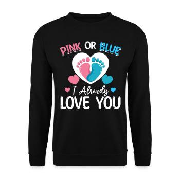 Rosa oder Blau Ich liebe dich schon Neugeborenes - Unisex Pullover - Schwarz - Vorne - Alina (178cm) & Michal (187cm)