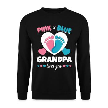 Rosa oder Blau Grandpa Loves You Schwangerschaft - Unisex Pullover - Schwarz - Vorne - Alina (178cm) & Michal (187cm)