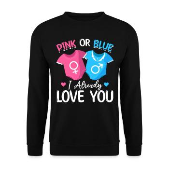 Rosa oder Blau Ich liebe dich schon - Baby - Unisex Pullover - Schwarz - Vorne - Alina (178cm) & Michal (187cm)