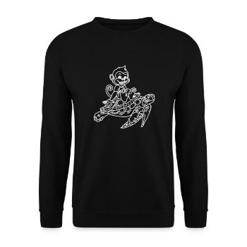 Funny monkey turtle with turtles and - Unisex Sweatshirt - black - Front - Alina (178cm) & Michal (187cm)